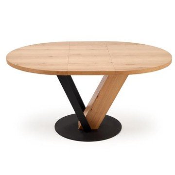 Фото1.Круглий розкладний стіл FANIS, натуральний / чорний (3 шт. = 1 шт.)